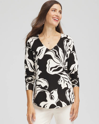 Ella Printed V-Neck Sweater - Chico's