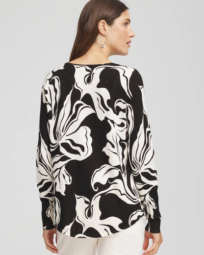 Ella Printed V-Neck Sweater - Chico's