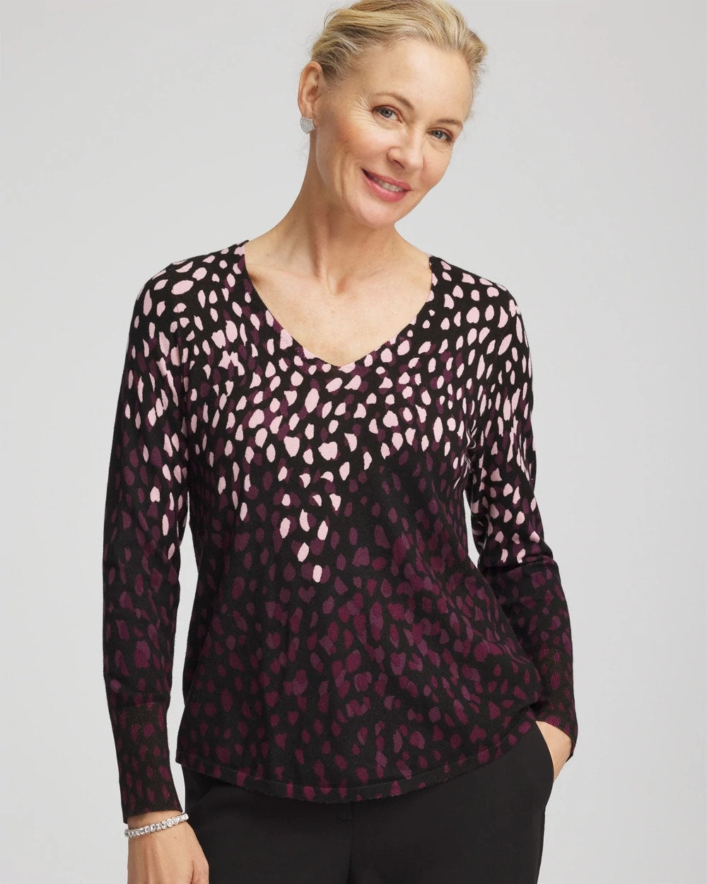 Ella Printed V-Neck Sweater - Chico's