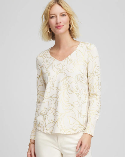 Ella Foiled V-Neck Sweater - Chico's