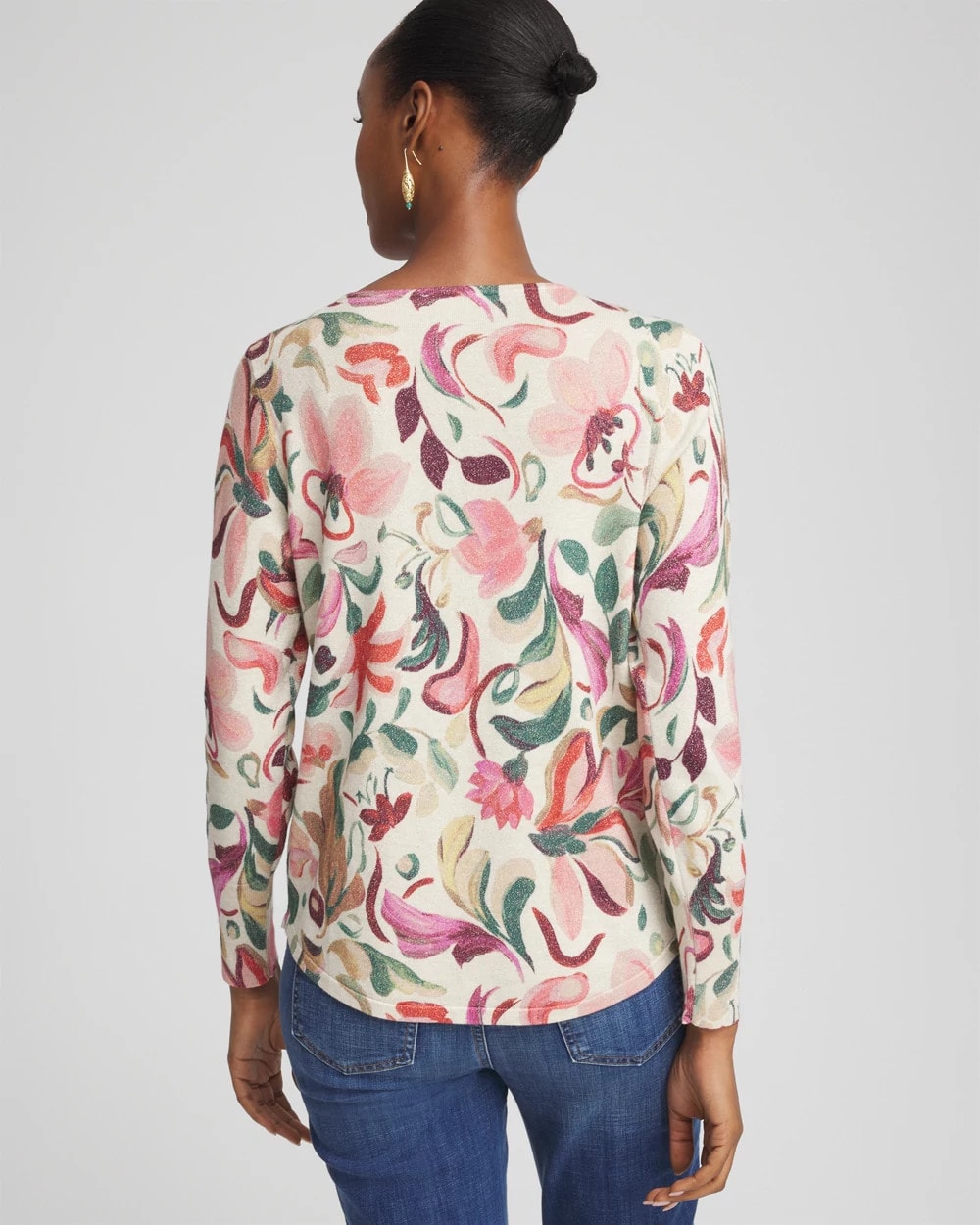 Ella V-Neck Floral Pullover Sweater - Chico's