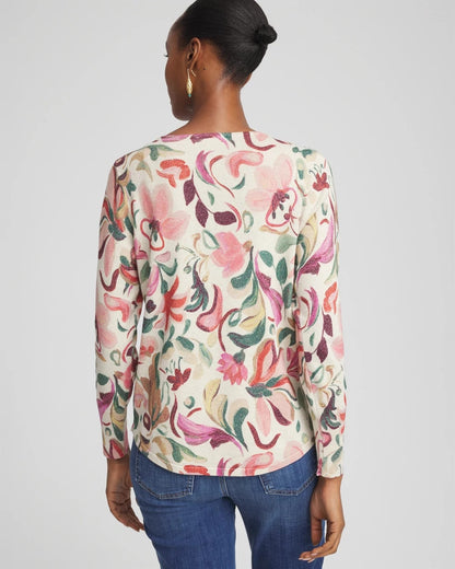 Ella V-Neck Floral Pullover Sweater - Chico's