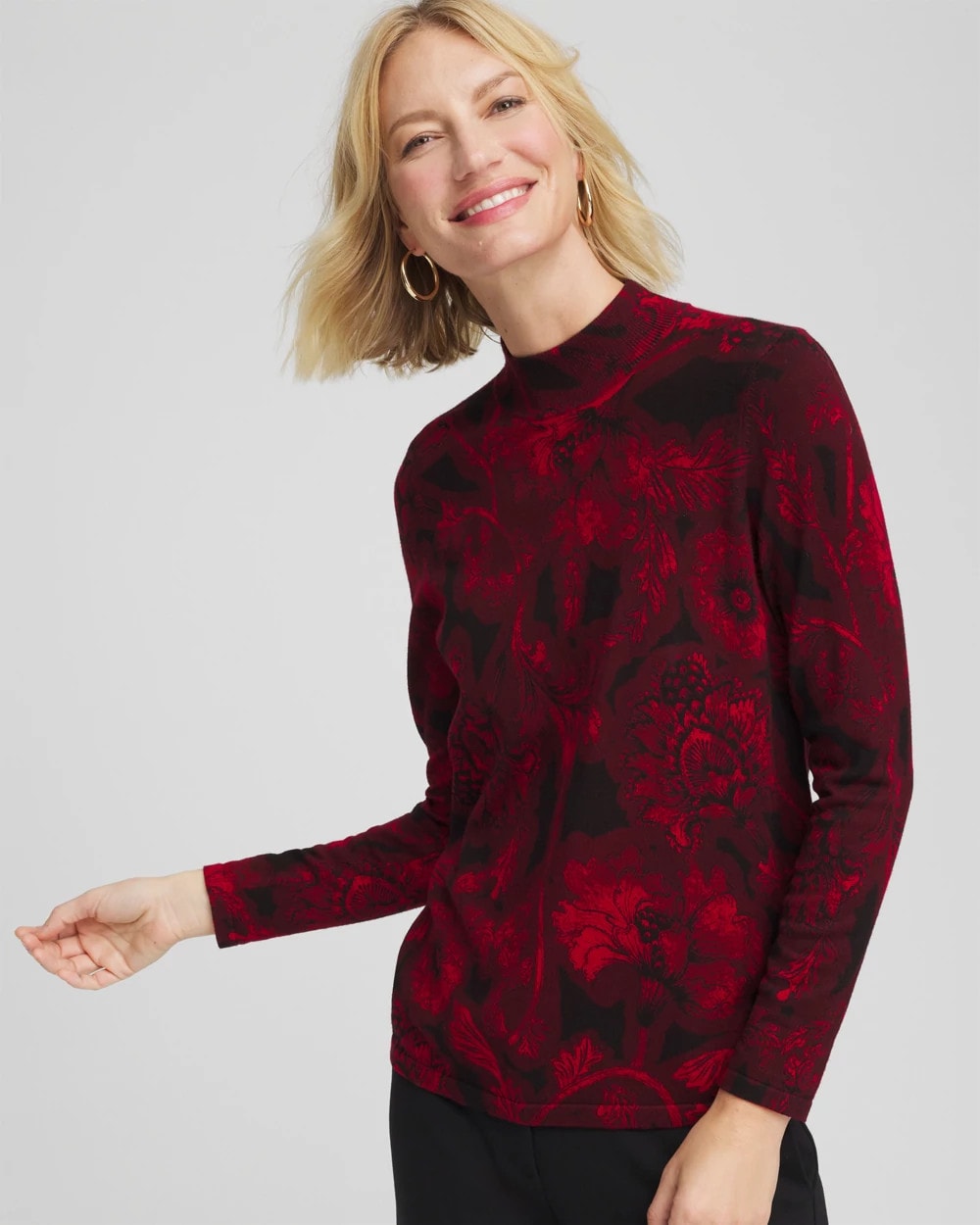 Ella Printed Mockneck Sweater - Chico's