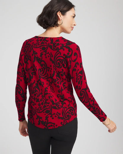Ella Printed V-Neck Sweater - Chico's