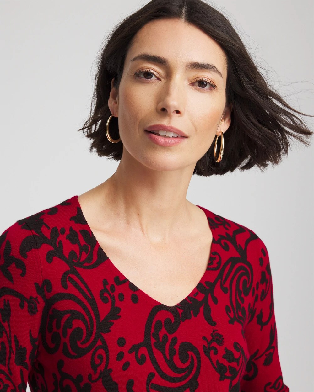 Ella Printed V-Neck Sweater - Chico's