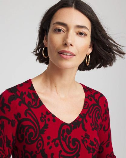 Ella Printed V-Neck Sweater - Chico's