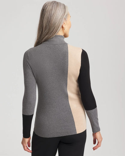 Ella Colorblock Intarsia Turtleneck Sweater - Chico's