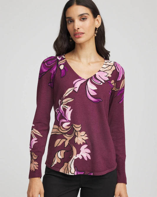 Ella V-Neck Artisanal Pullover Sweater - Chico's