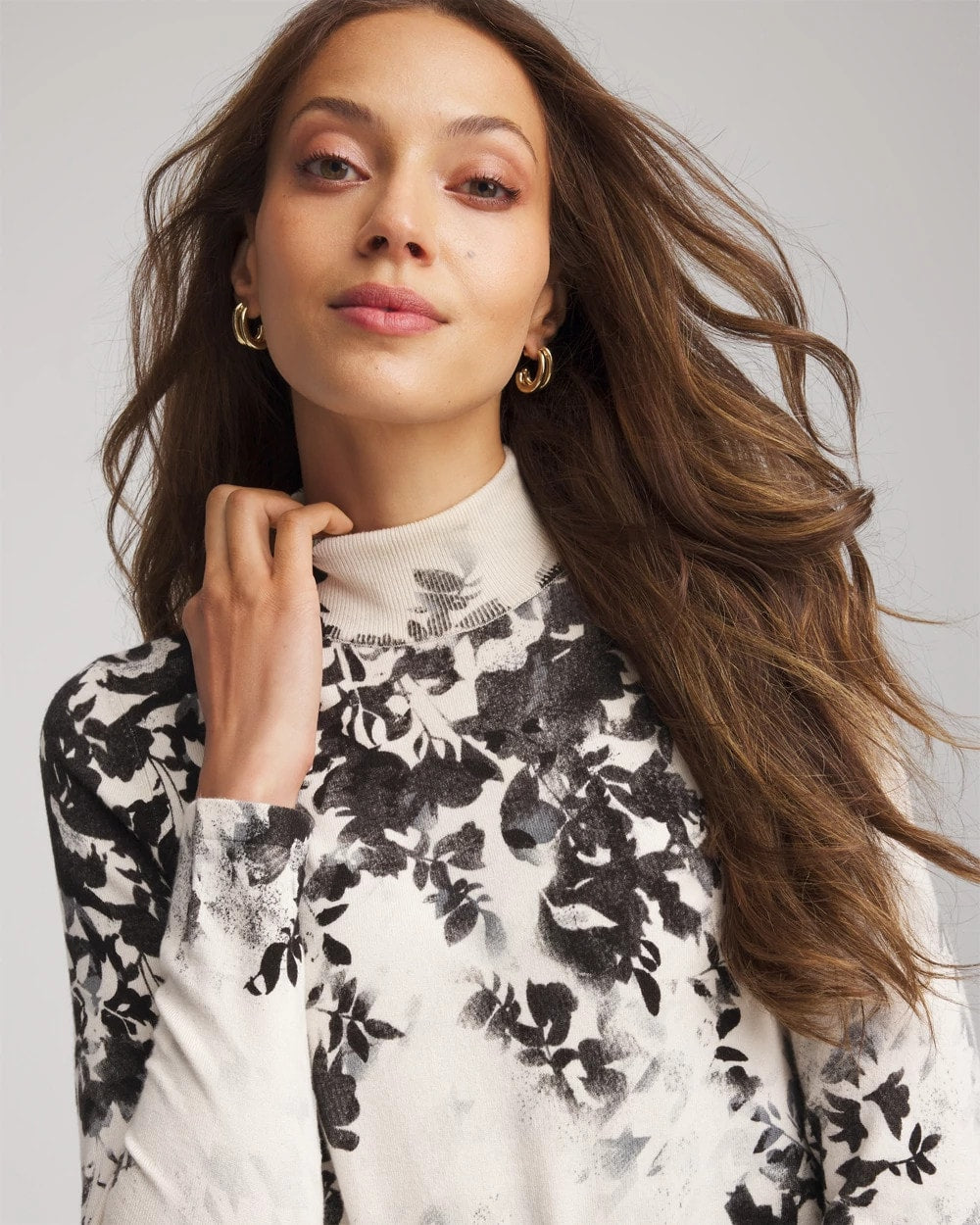 Ella Houndstooth Mockneck Sweater - Chico's