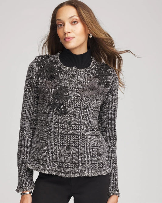 Embroidered Metallic Tweed Cardigan - Chico's