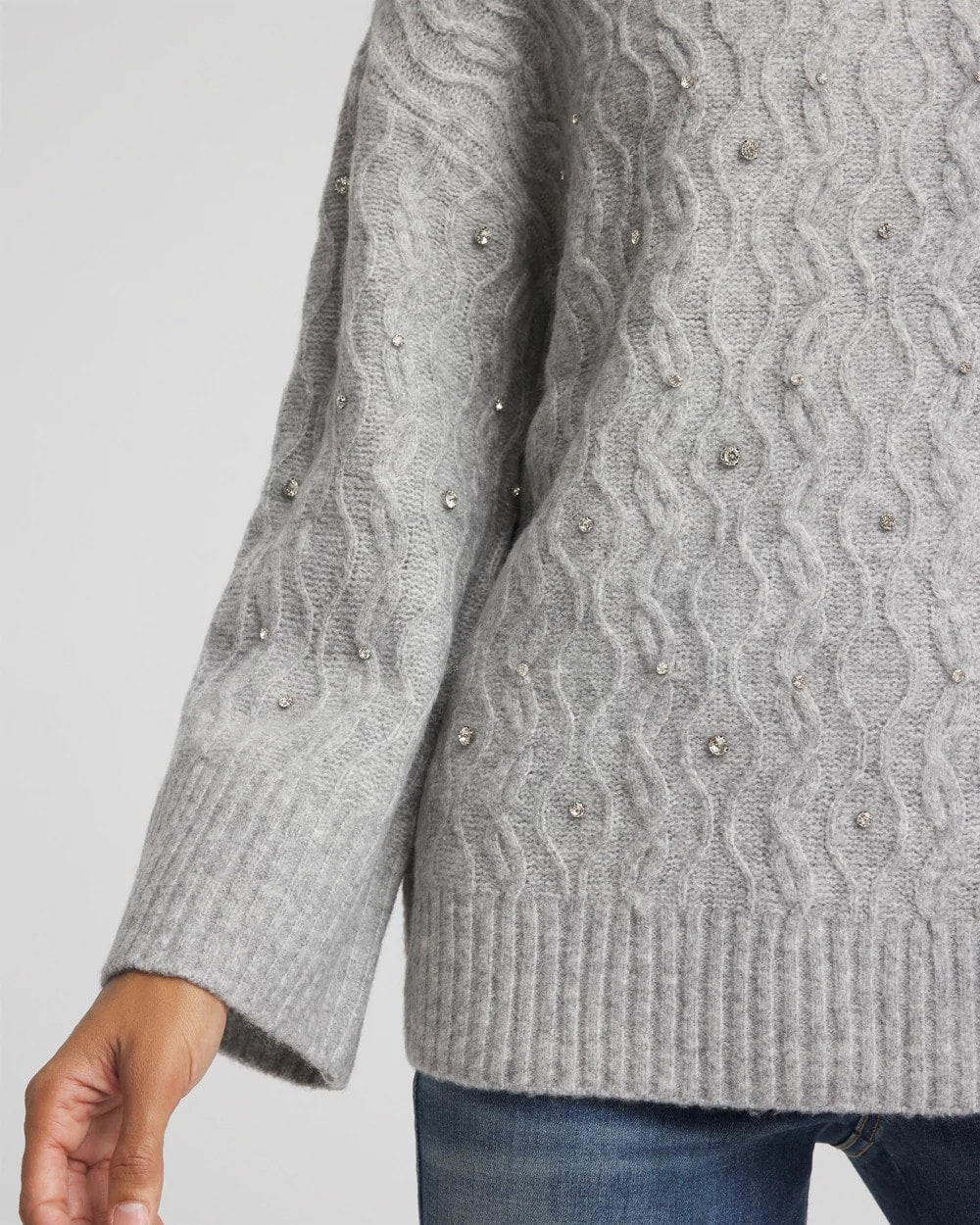 Sequined Cable Knit Sweater - Chico's