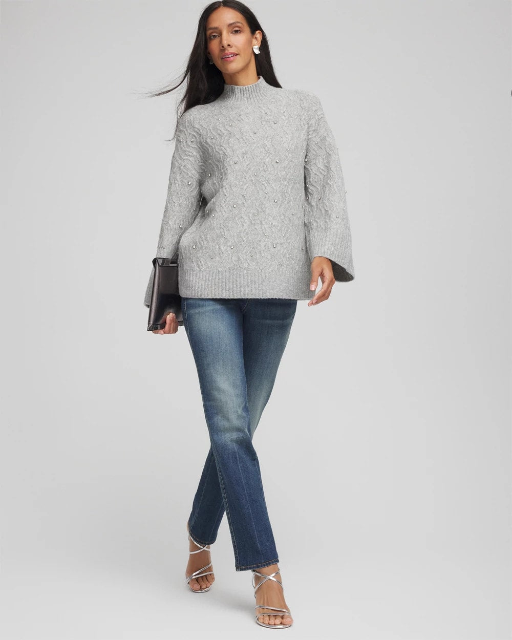 Sequined Cable Knit Sweater - Chico's