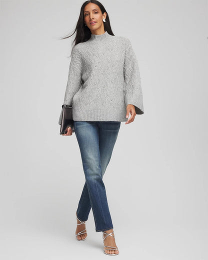 Sequined Cable Knit Sweater - Chico's