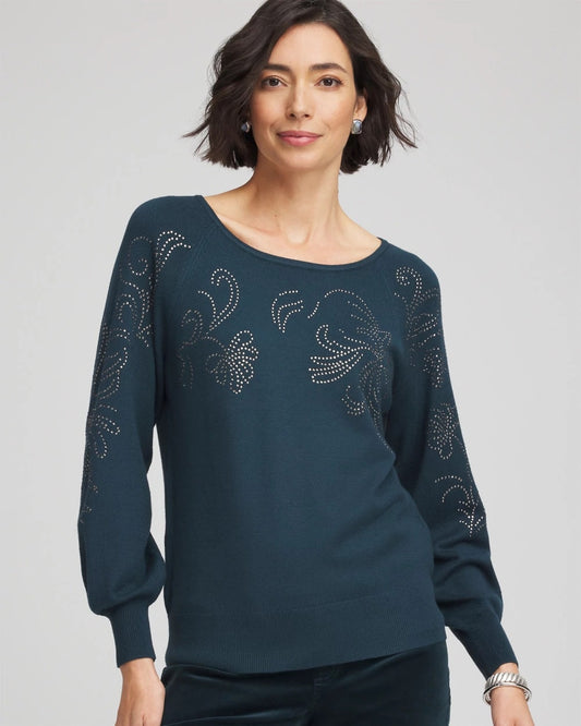 Heatset Embroidered Pullover - Chico's