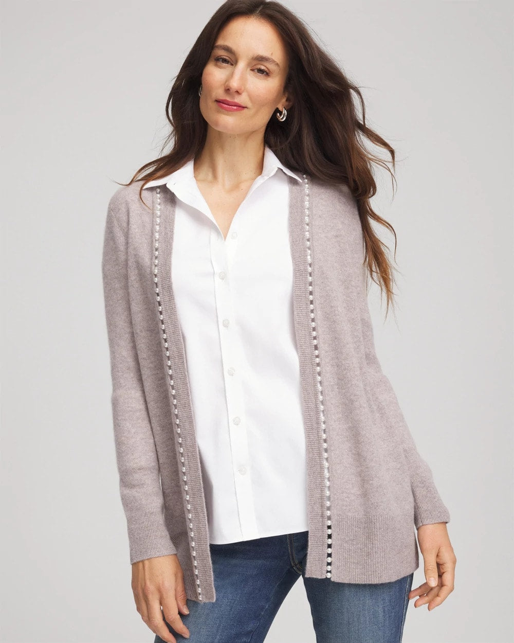 Cashmere Pearl-Trim Cardigan - Chico's