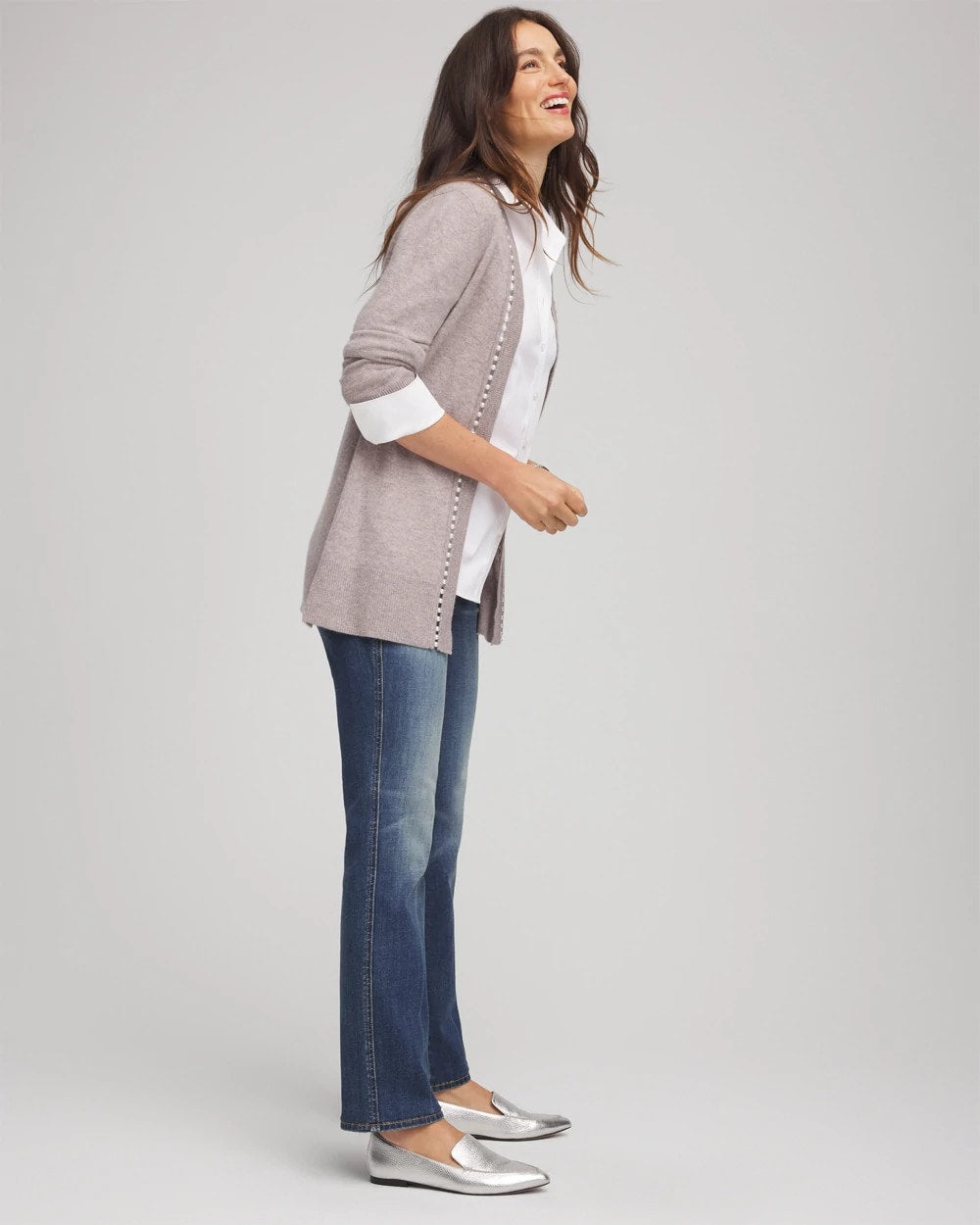 Cashmere Pearl-Trim Cardigan - Chico's