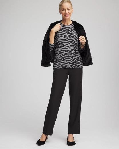 Cashmere Zebra Long-Sleeve Pullover Sweater - Chico's