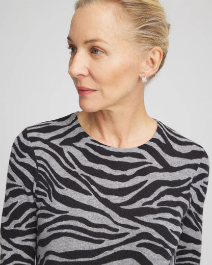 Cashmere Zebra Long-Sleeve Pullover Sweater - Chico's