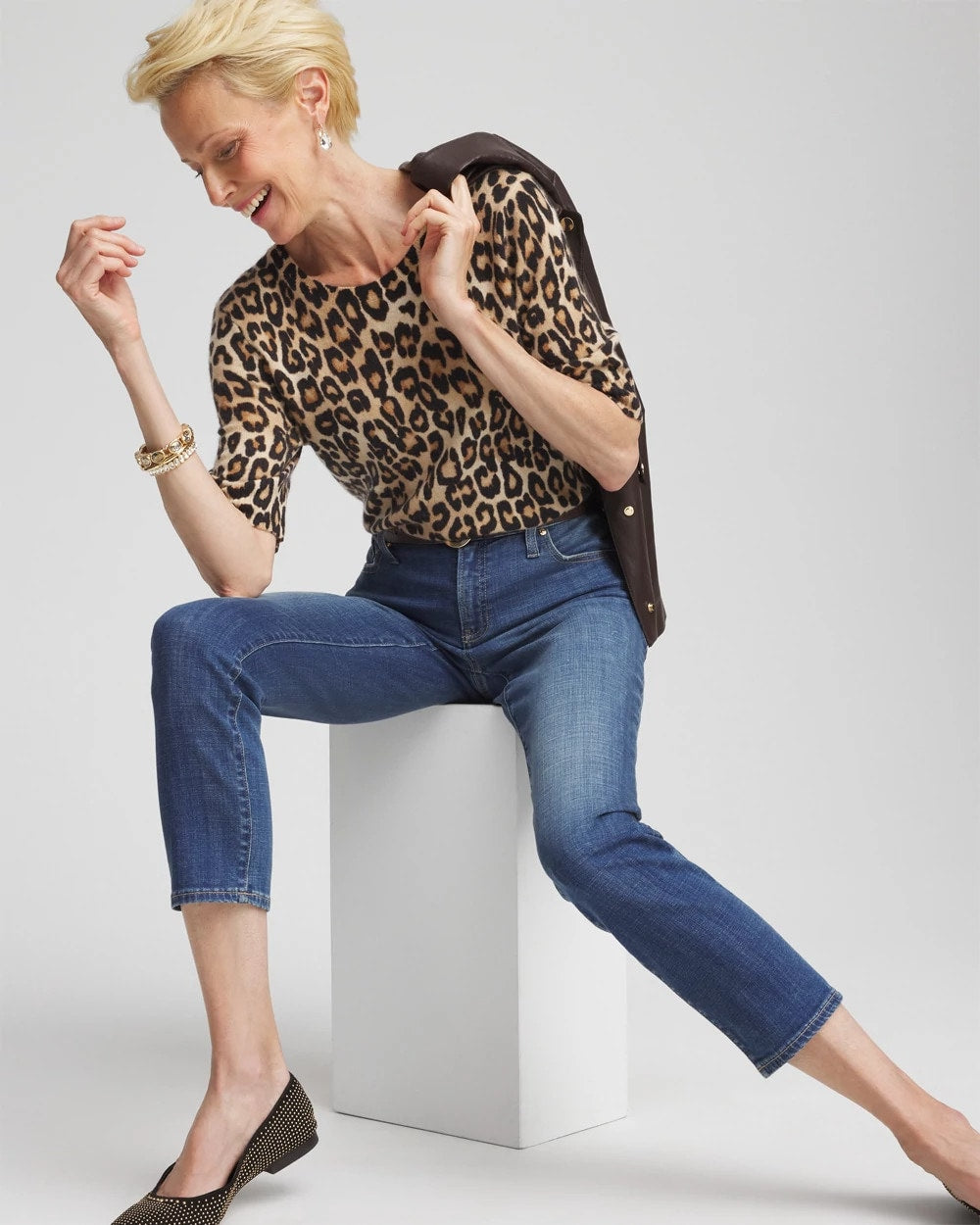 Cashmere Animal Elbow-Sleeve Pullover - Chico's