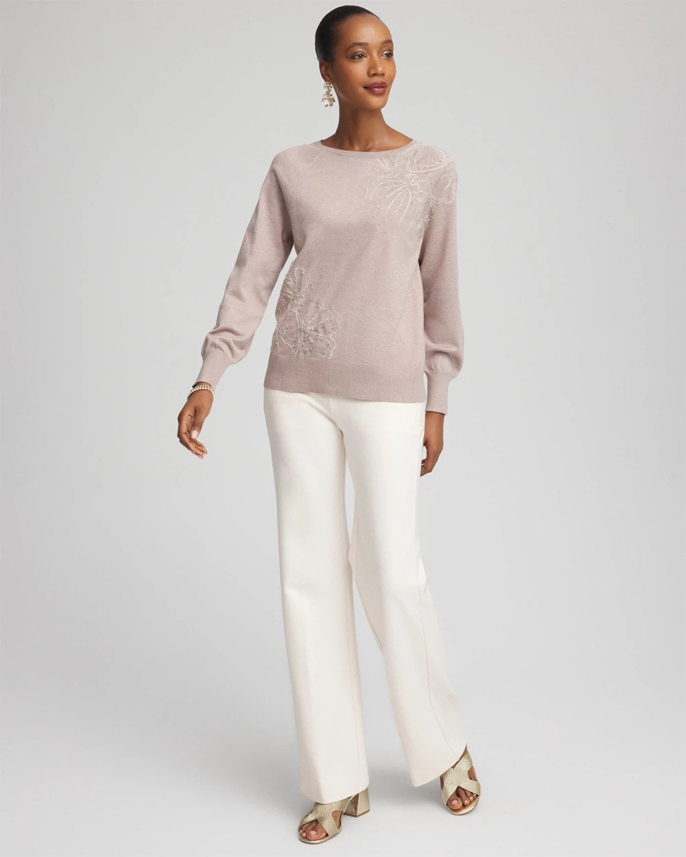 Embroidered Pull-Over Boatneck Sweater - Chico's