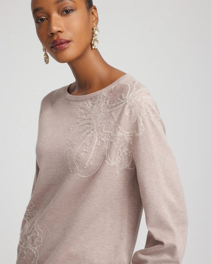 Embroidered Pull-Over Boatneck Sweater - Chico's