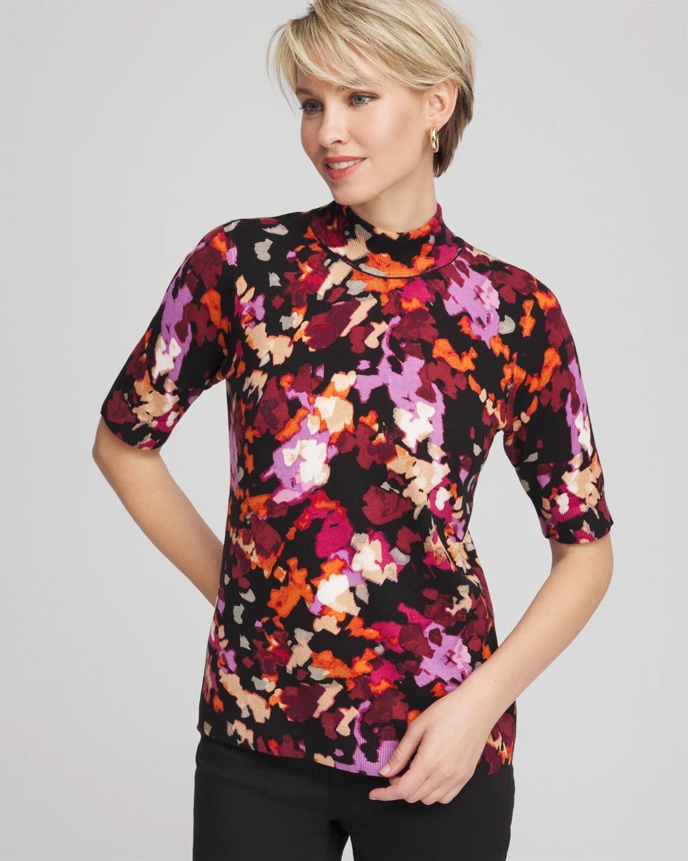 Ella Mockneck Painterly Pullover Sweater - Chico's