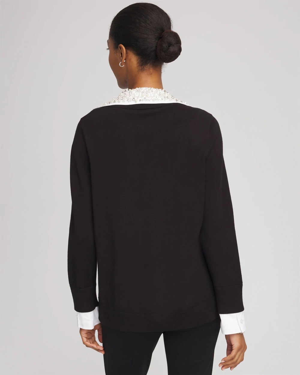 Embellished Layered Collar Shirt Sweater - Chico's