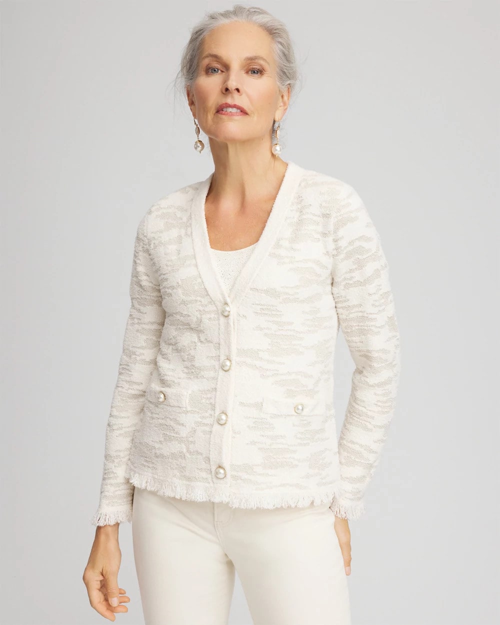Fringe Textured V-Neck Cardigan - Chico's