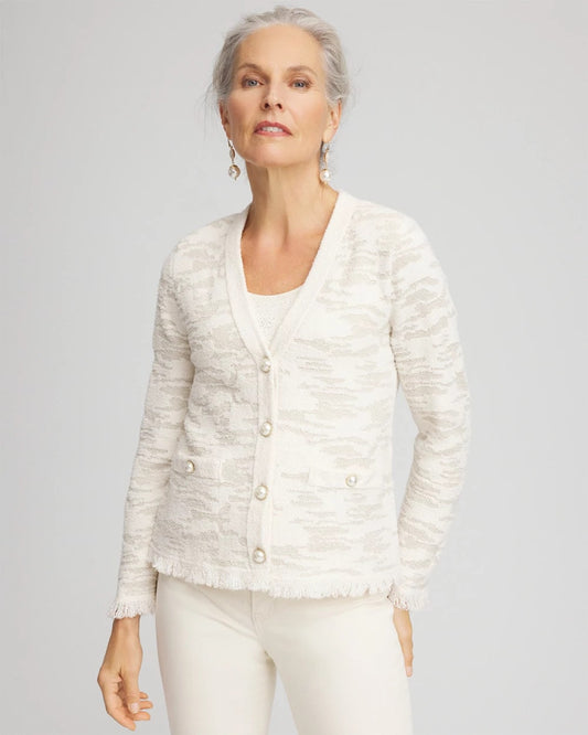 Fringe Textured V-Neck Cardigan - Chico's