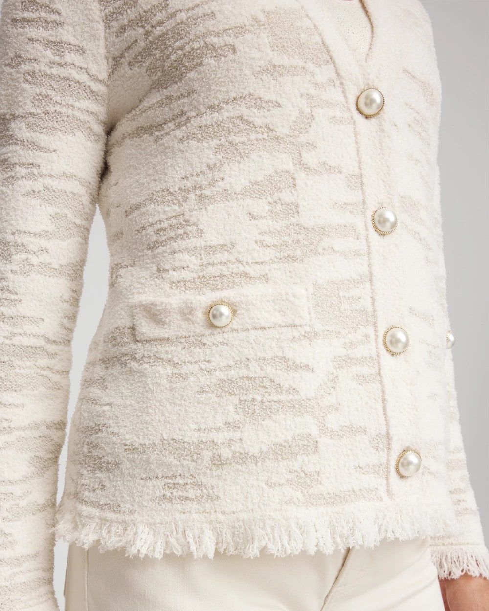 Fringe Textured V-Neck Cardigan - Chico's