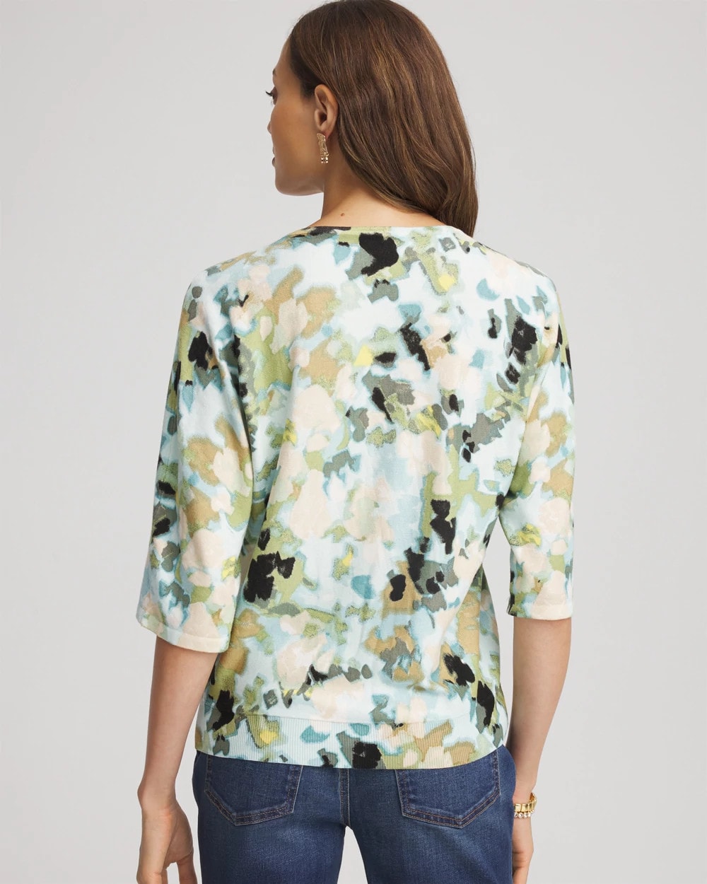 Printed Dolman V-Neck Pullover Sweater - Chico's