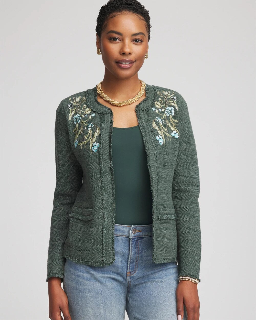 Embroidered Cotton-Blend Jacket - Chico's