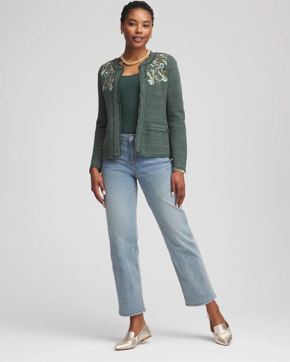 Embroidered Cotton-Blend Jacket - Chico's