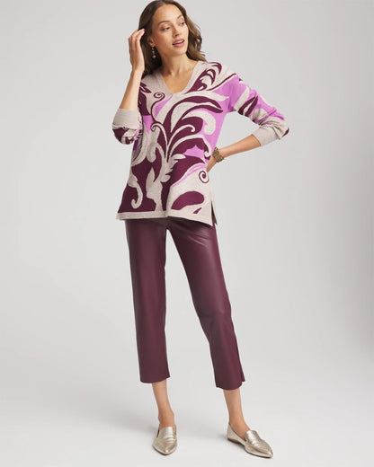 Intarsia Knit V-Neck Pullover Sweater - Chico's