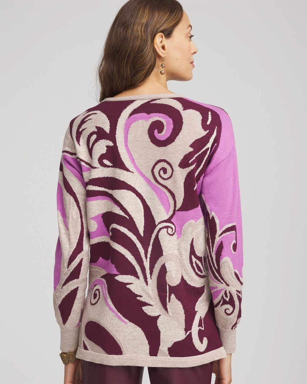 Intarsia Knit V-Neck Pullover Sweater - Chico's