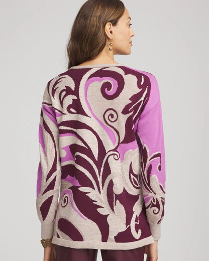 Intarsia Knit V-Neck Pullover Sweater - Chico's