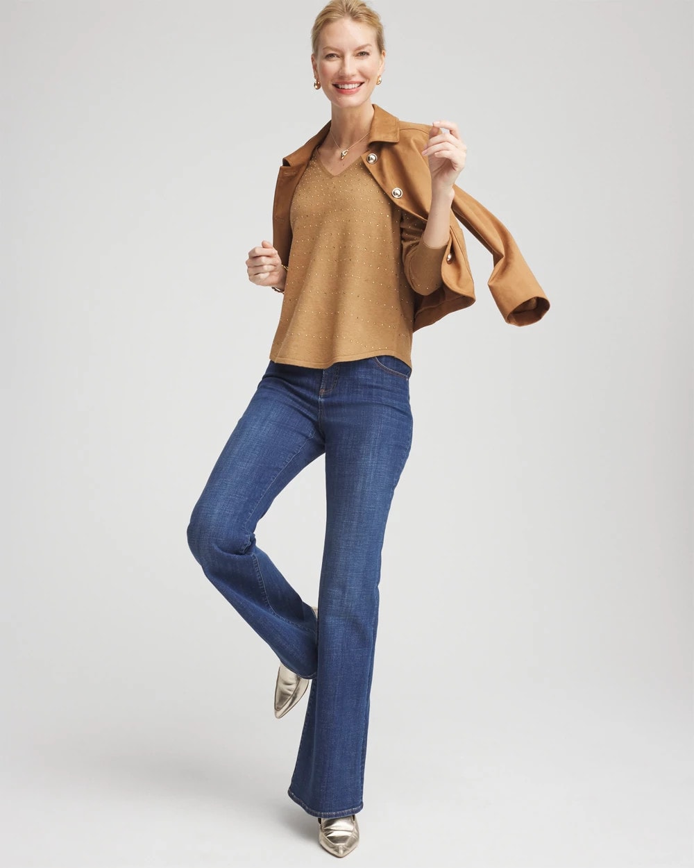 Ella V-Neck Embellished Pullover Sweater - Chico's