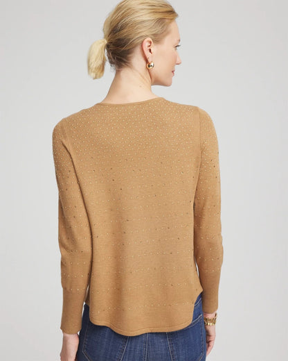 Ella V-Neck Embellished Pullover Sweater - Chico's