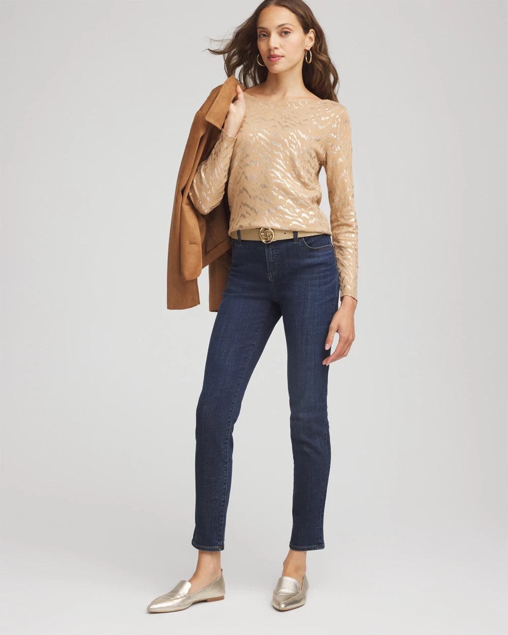 Ella Boatneck Foiled Pullover Sweater - Chico's