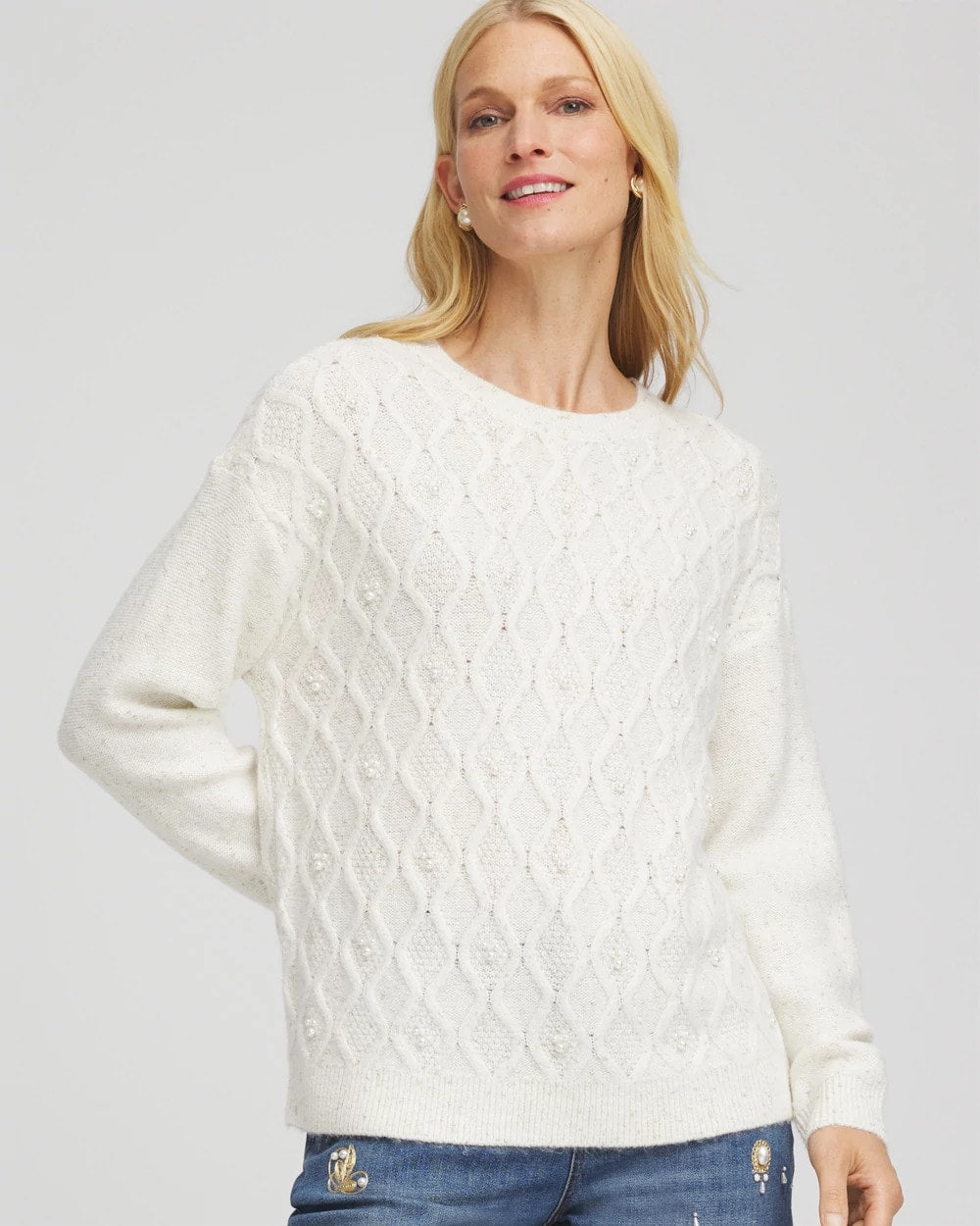 Embellished Cable Knit Sweater - Chico's