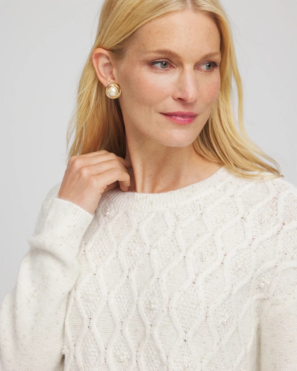 Embellished Cable Knit Sweater - Chico's