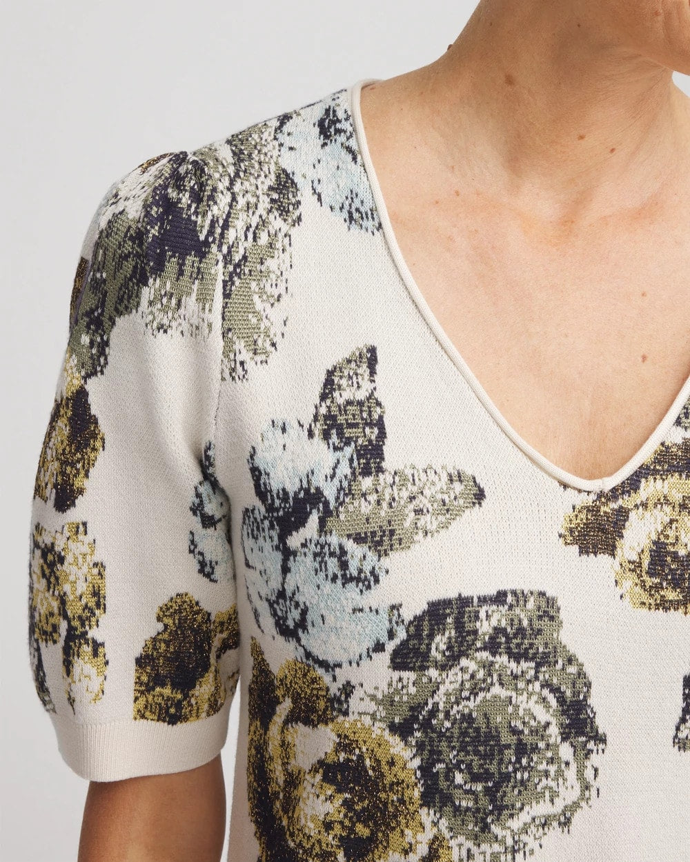 Floral V-Neck Sweater Tee - Chico's