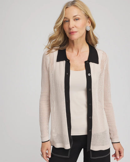 Pointelle Polo Cardigan - Chico's