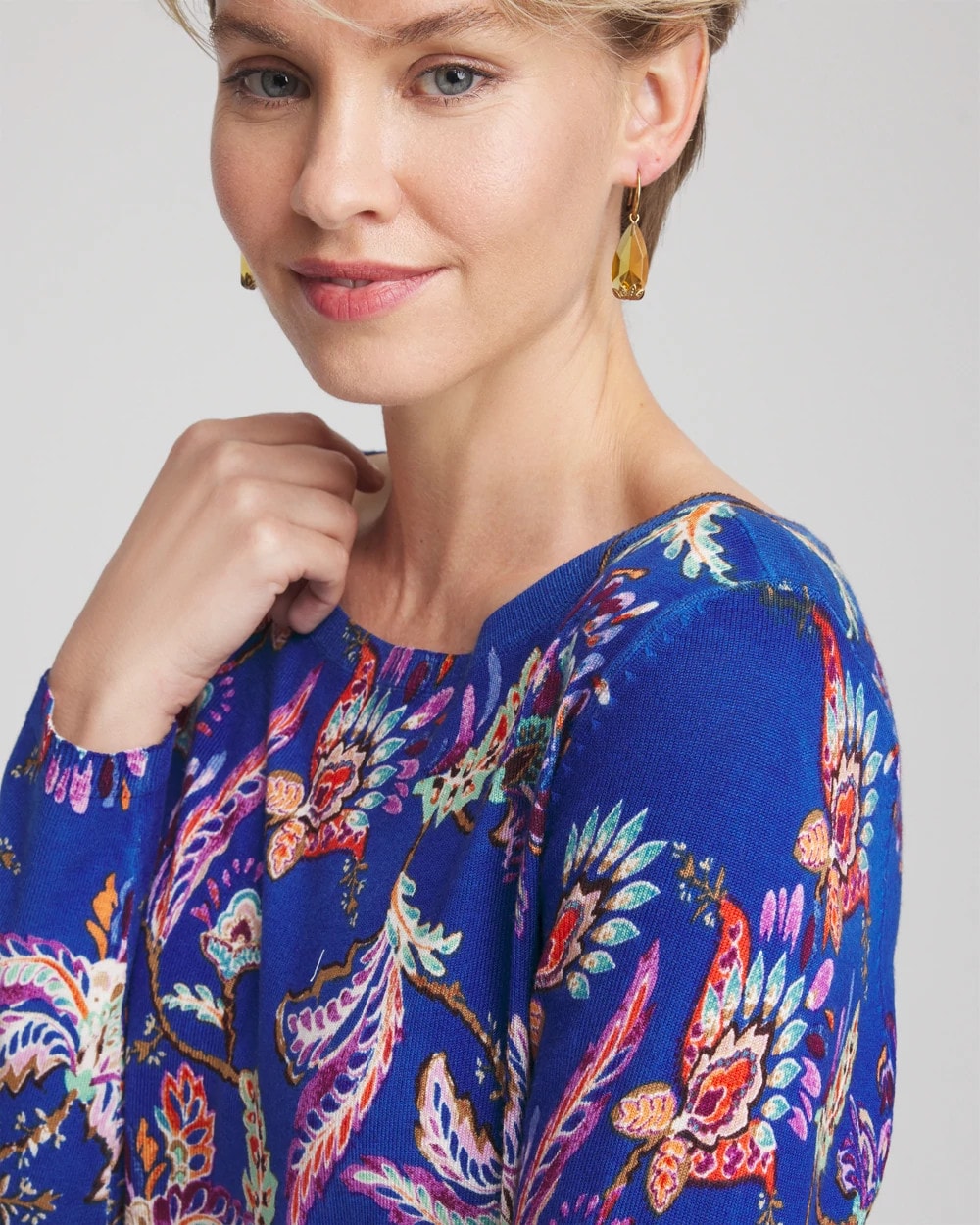 Ella Boatneck Printed Pullover Sweater - Chico's