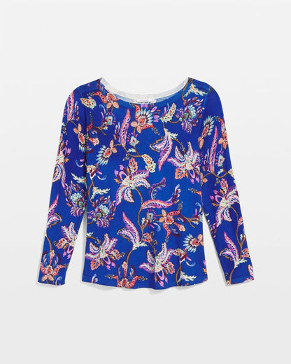 Ella Boatneck Printed Pullover Sweater - Chico's