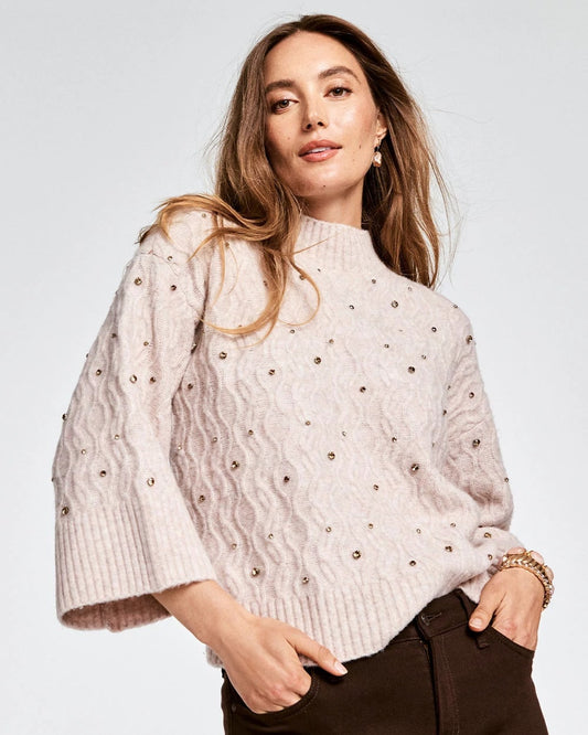 Sequined Cable Knit Sweater - Chico's