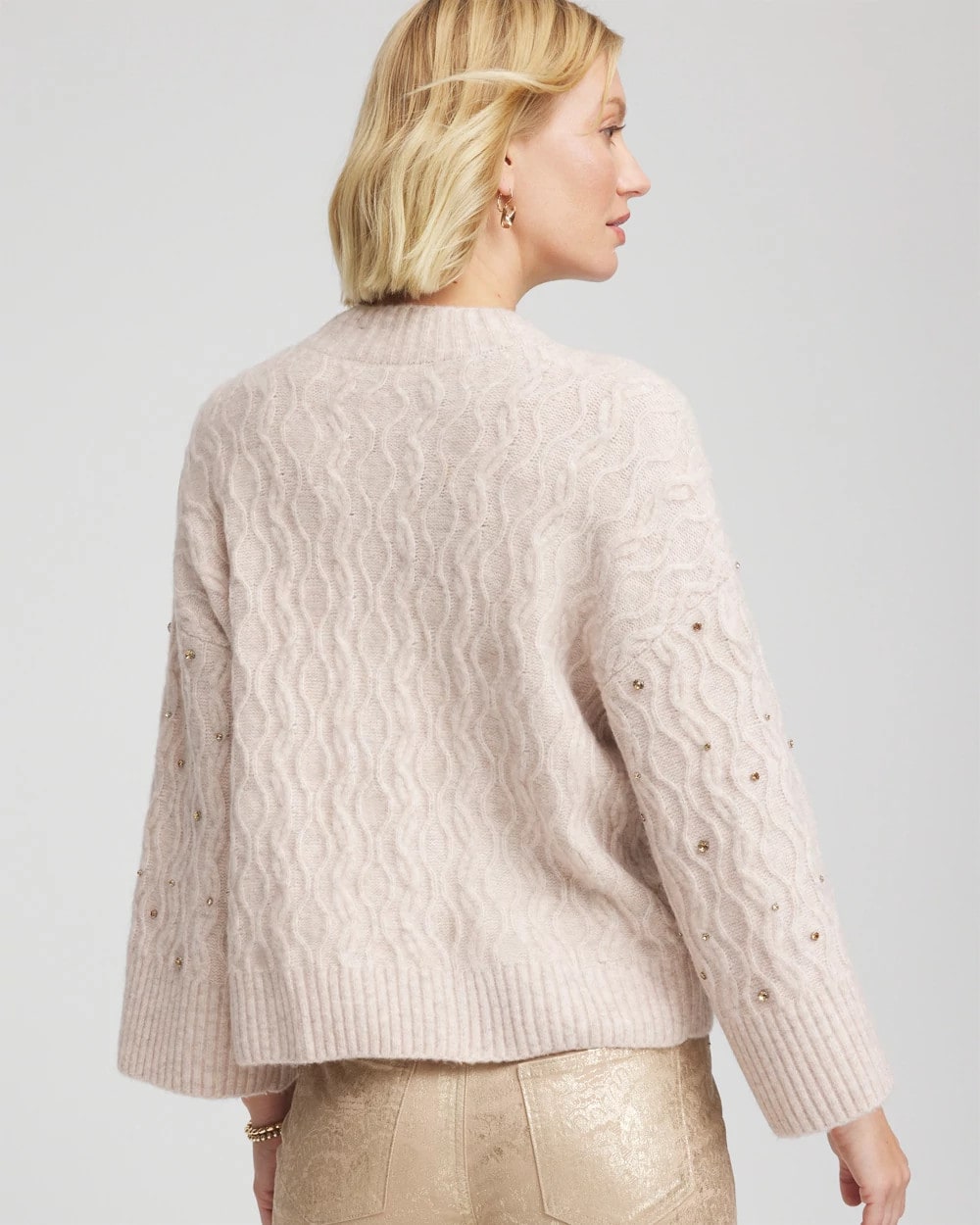 Sequined Cable Knit Sweater - Chico's