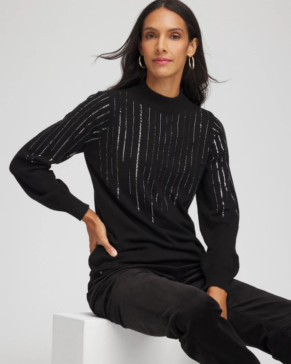 Embellished Mockneck Sweater - Chico's