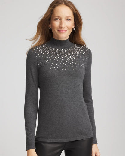 Ella Rhinestone Mockneck Sweater - Chico's