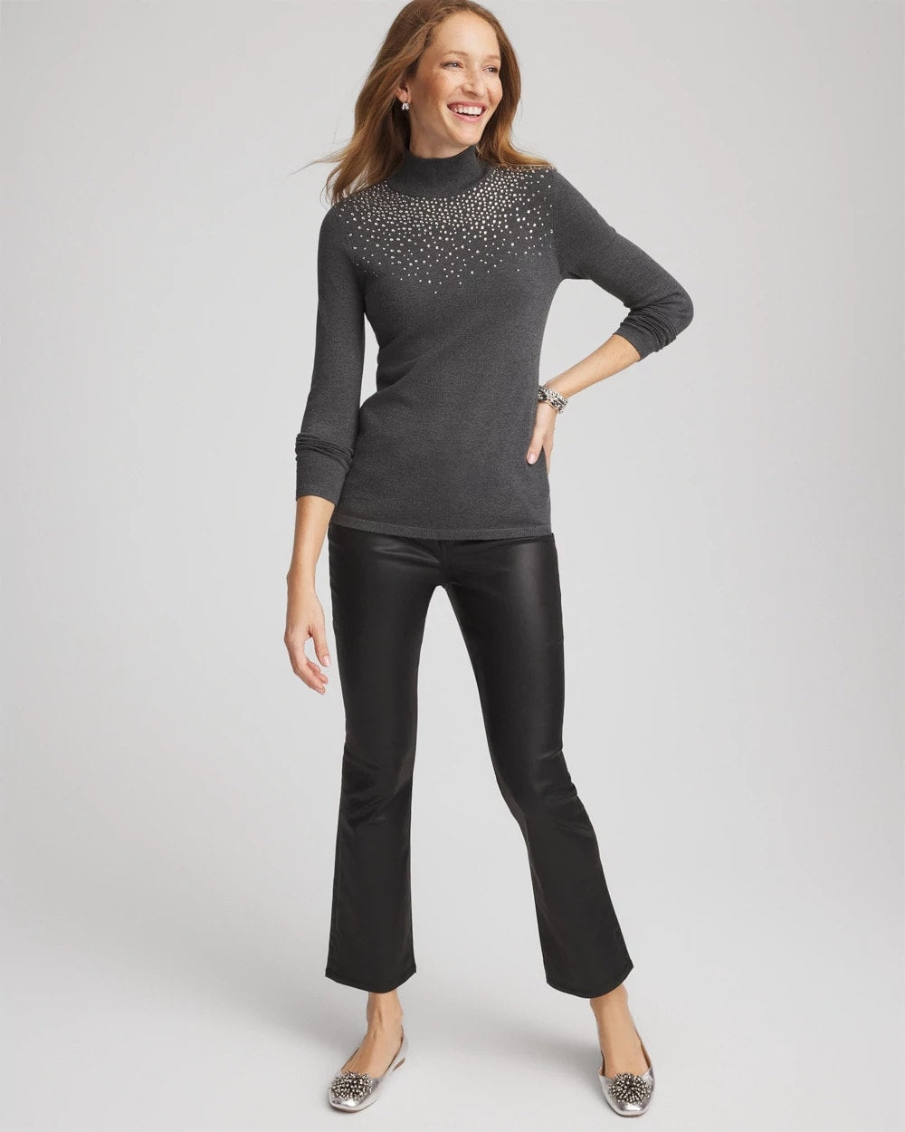Ella Rhinestone Mockneck Sweater - Chico's